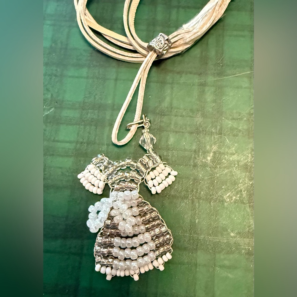 Handmade Beaded Necklace of a German Dress, pale pink
